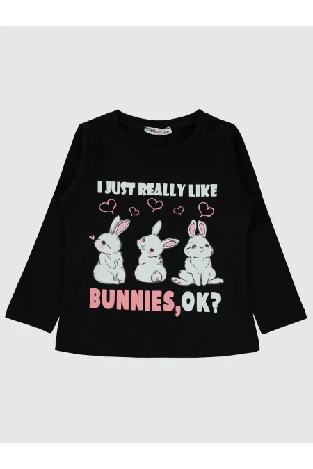 Kız Çocuk Sweatshirt 2-5 Yaş Siyah - Paket