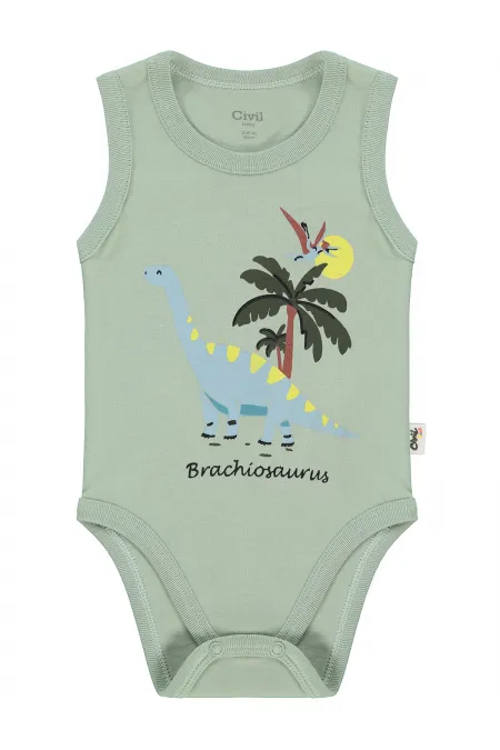 Bebek Çıtçıtlı Badi 0-24 Ay Açık Haki - Paket