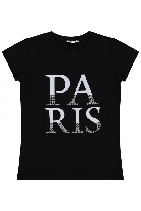 T-shirt noir pour fille Km 10-13 ans - Emballage