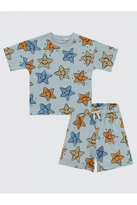 Erkek Çocuk Pijama Takımı 2-5 Yaş Buz Mavi - Paket