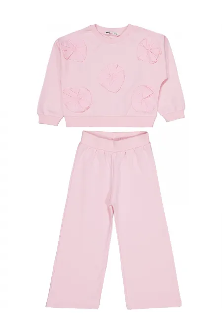 Kız Çocuk Eşofman Takımı 2-5 Yaş Pudra - Paket