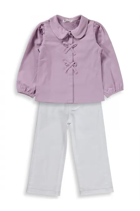 Ensemble pour fille de 2 à 5 ans, lilas et blanc - Emballage