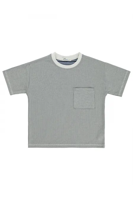 T-shirt garçon, 10-13 ans, bleu indigo clair - Lot