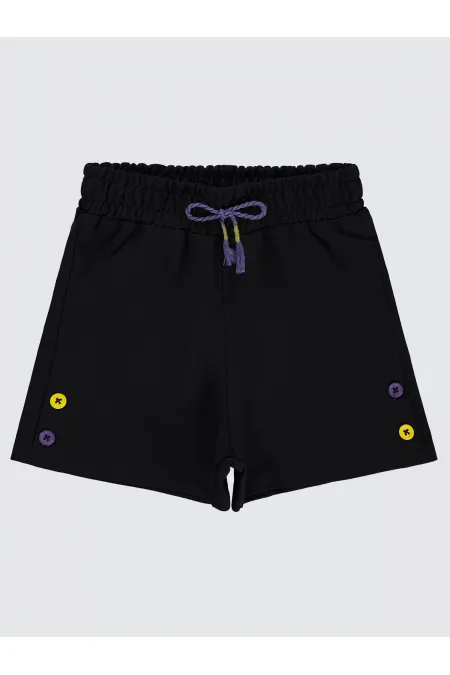 Kız Çocuk Şort 6-9 Yaş Siyah - Paket
