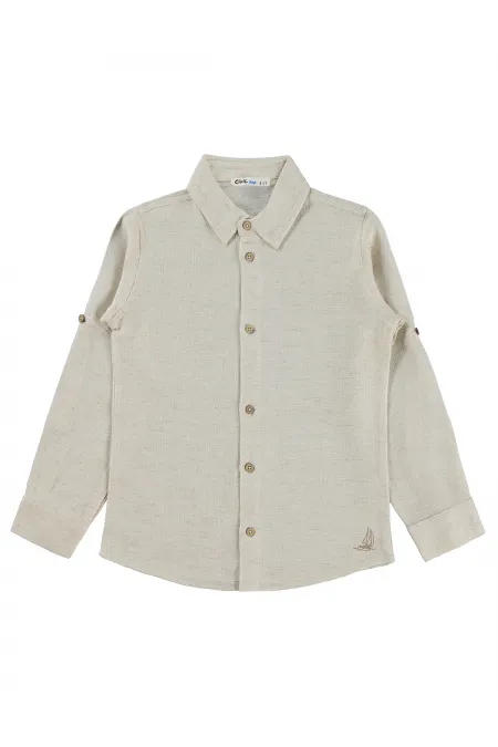 T-shirt garçon, 6-9 ans, beige - Lot