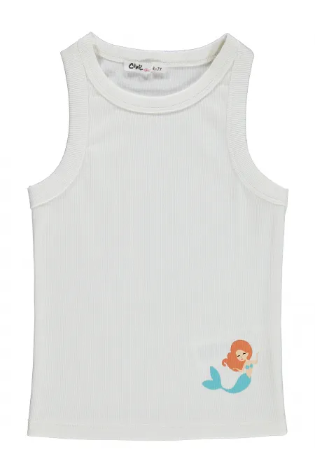 T-shirt fille, 6-9 ans, blanc cassé - Emballage