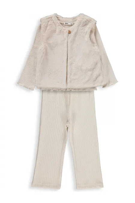 Kız Çocuk Takım 2-5 Yaş Bej - Paket