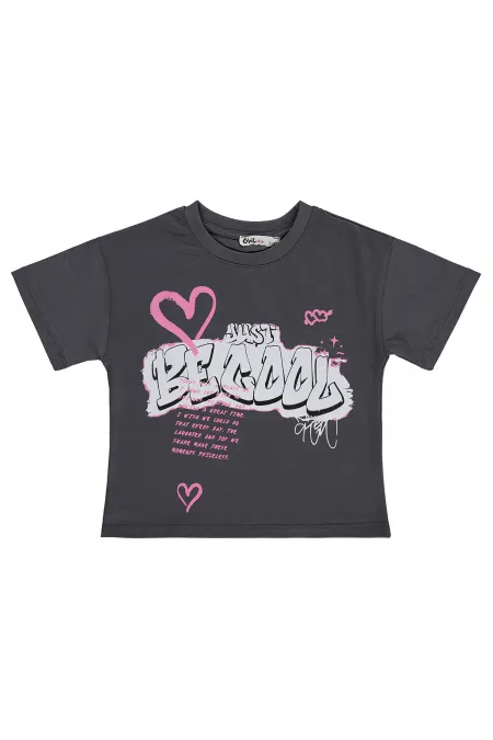 Kız Çocuk Tişört 2-5 Yaş Antrasit - Paket