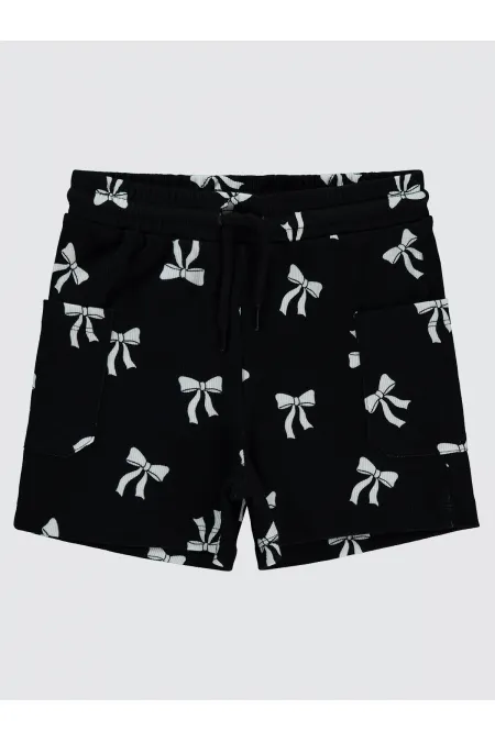 Kız Çocuk Şort 6-9 Yaş Siyah - Paket