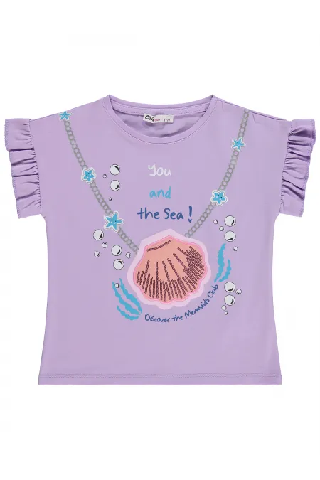 T-shirt fille, 6-9 ans, lilas - Lot