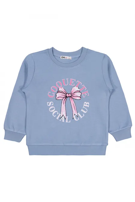 Kız Çocuk Sweatshirt Km 2-5 Yaş Mavi - Paket