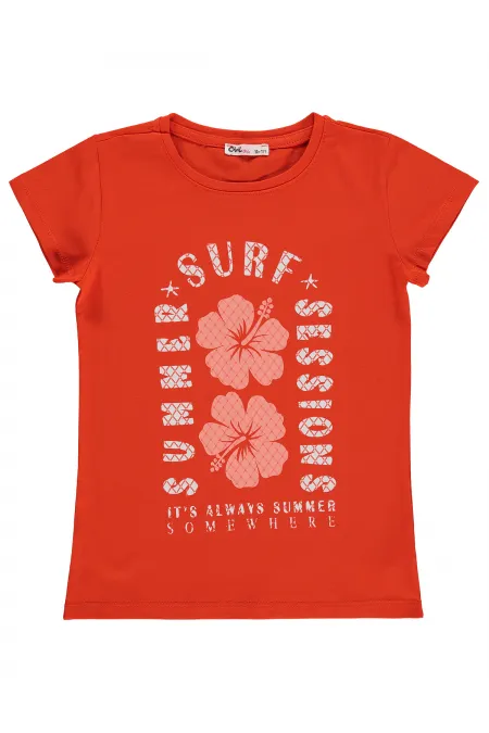 Kız Çocuk Tişört Km 10-13 Yaş Koyu Oranj - Paket