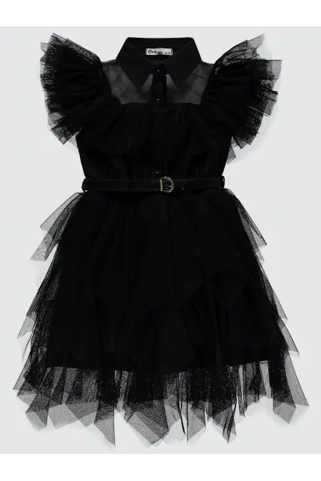 Girl's Vest and Dress 6-13 Years Black - Package