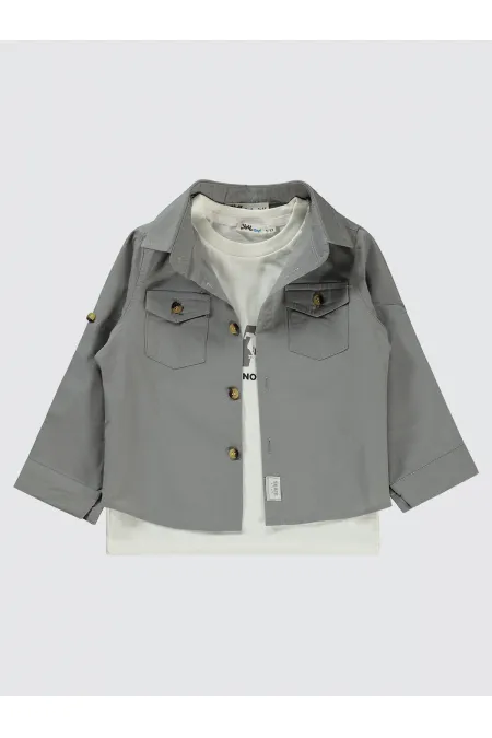 Erkek Çocuk Gömlek 2-5 Yaş Gri - Paket