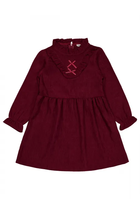 Girl's Vest and Dress 6-9 Years Old Burgundy - Package