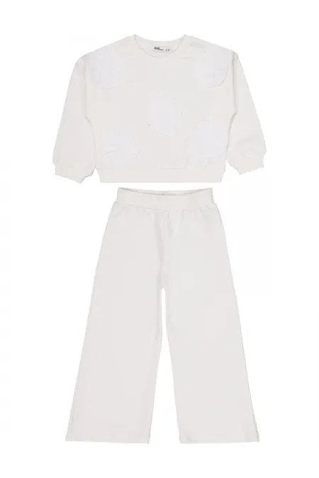 Kız Çocuk Eşofman Takımı 2-5 Yaş Ekru - Paket