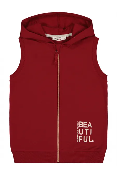 Kız Çocuk Yelek 6-9 Yaş Koyu Bordo - Paket