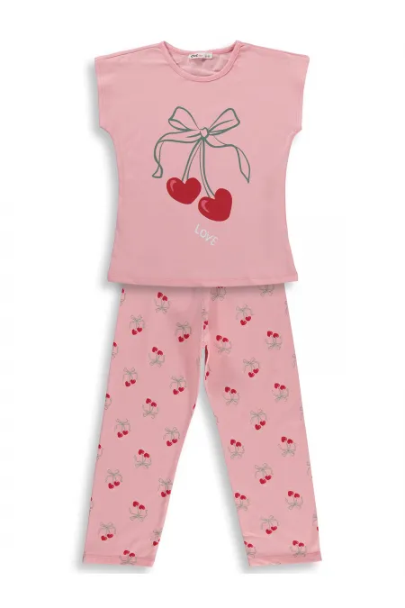 Ensemble pyjama fille, 6-9 ans, rose poudré - Lot