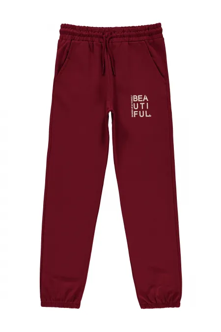 Girl's Tracksuit Bottoms 10-13 Years Dark Burgundy - Package