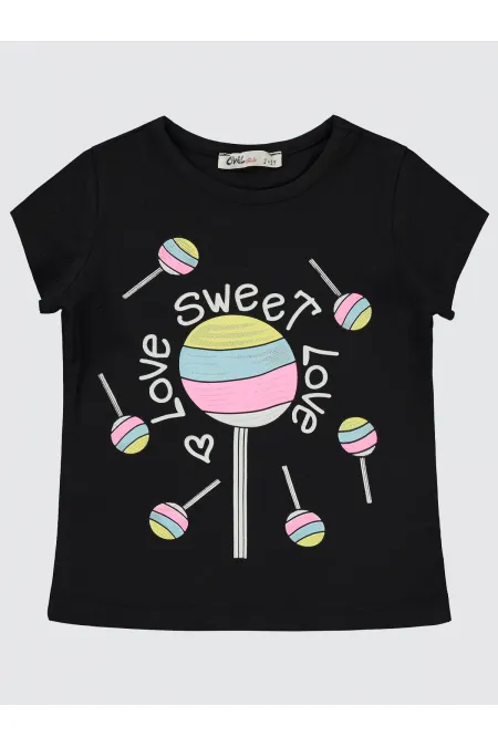 Kız Çocuk Tişört 2-5 Yaş Siyah - Paket