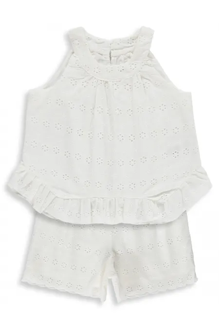 Kız Çocuk Takım 6-9 Yaş Kırık Beyaz - Paket