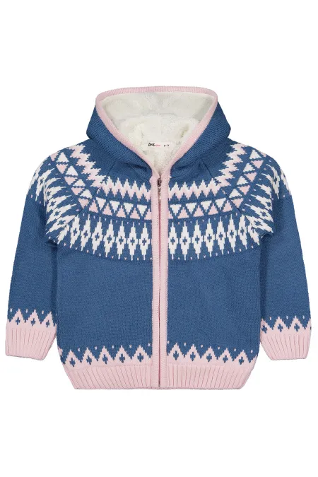 Kız Çocuk Hırka 6-9 Yaş Petrol - Paket