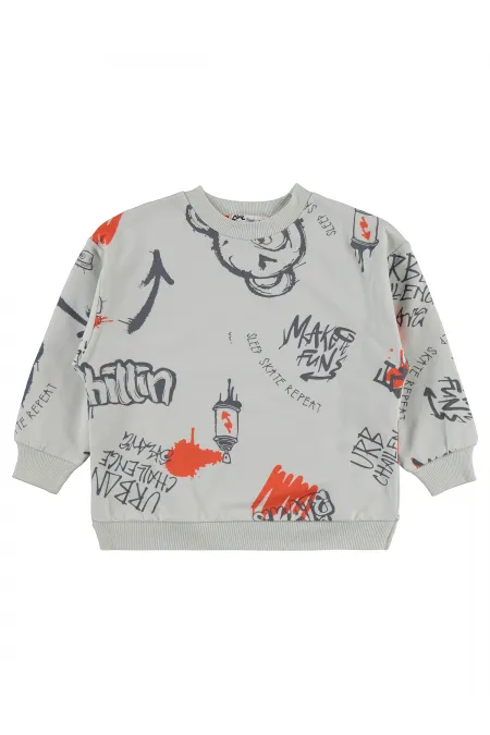Erkek Çocuk Sweatshirt 2-5 Yaş Açık Gri - Paket