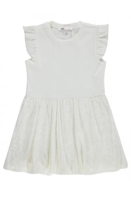 Kız Çocuk Jile ve Elbise 6-9 Yaş Kırık Beyaz - Paket