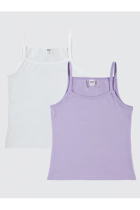 Kız Çocuk Atlet 2-9 Yaş Beyaz-Lila - Paket