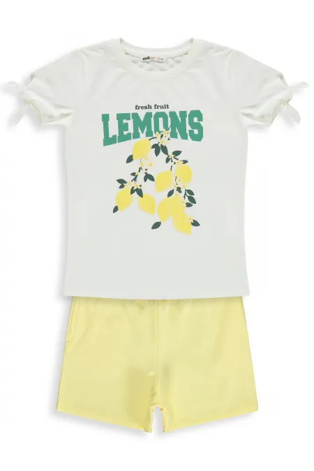 Kız Çocuk Takım 6-9 Yaş Kırık Beyaz-Sarı - Paket