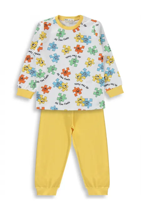 Erkek Çocuk Pijama Takımı 2-5 Yaş Sarı - Paket