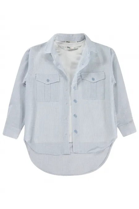 Kız Çocuk Gömlek 10-13 Yaş Mavi - Paket