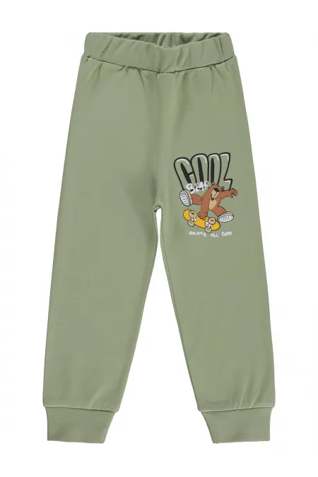 Pantalon de survêtement garçon Km 2-5 ans Kaki doux - Lot