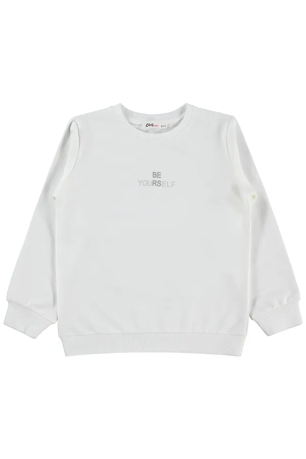 Sweat-shirt pour fille, 10-13 ans, blanc cassé - Emballage