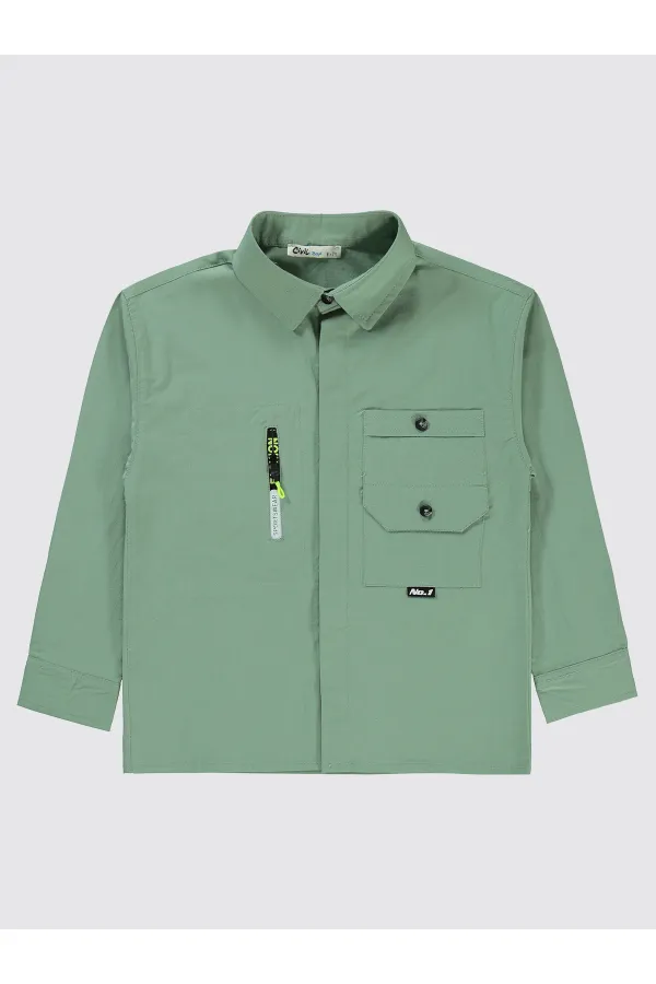 Chemise garçon 6-9 ans kaki doux - Emballage