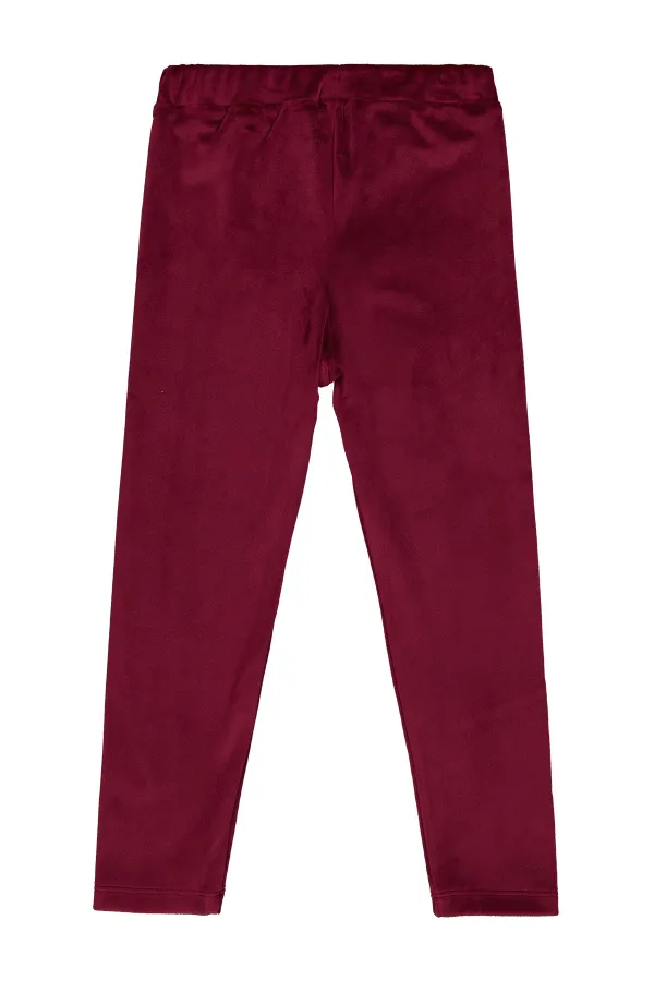 Kız Çocuk Tayt 6-9 Yaş Bordo - Paket