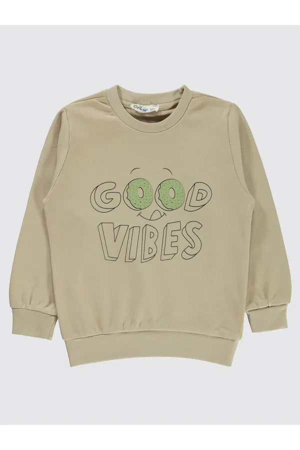 Erkek Çocuk Sweatshirt 2-5 Yaş Bej - Paket