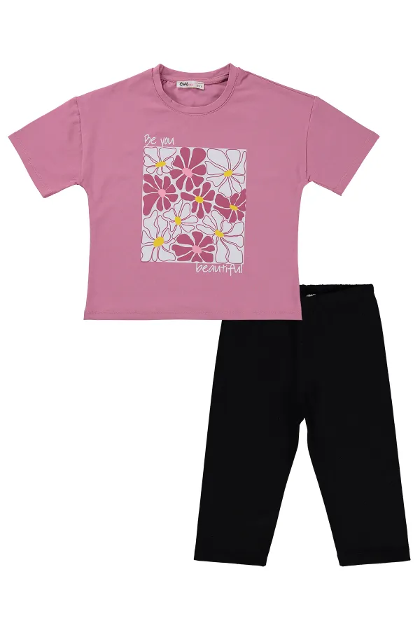Kız Çocuk Takım 6-9 Yaş Soft Pembe-Siyah - Paket
