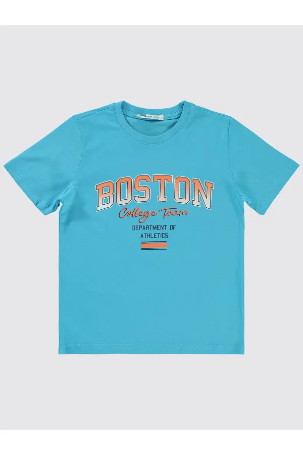 T-shirt garçon turquoise 6-9 ans - Emballage