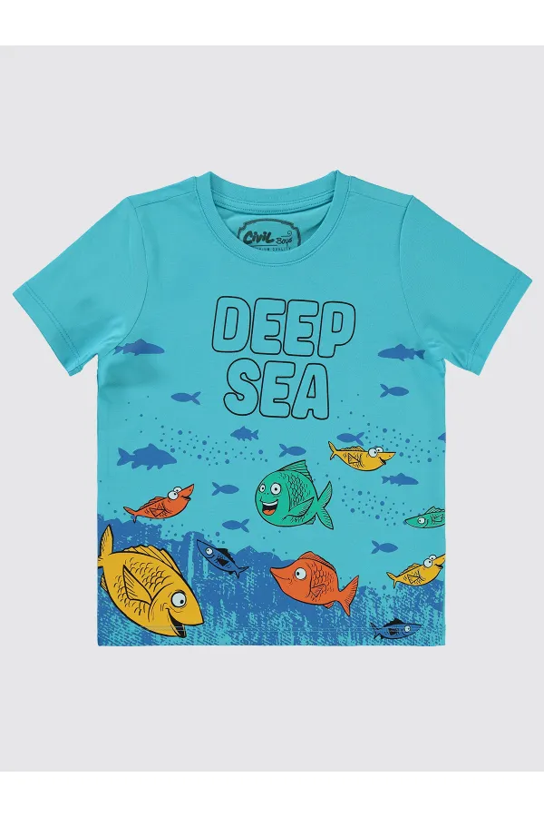 Boys T-Shirt 2-5 Years Turquoise - Package