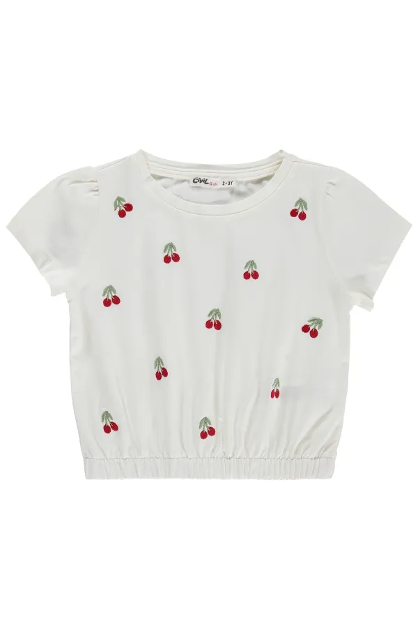 Kız Çocuk Tişört 2-5 Yaş Ekru - Paket