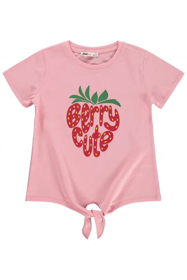 T-shirt fille, 6-9 ans, rose poudré - Lot