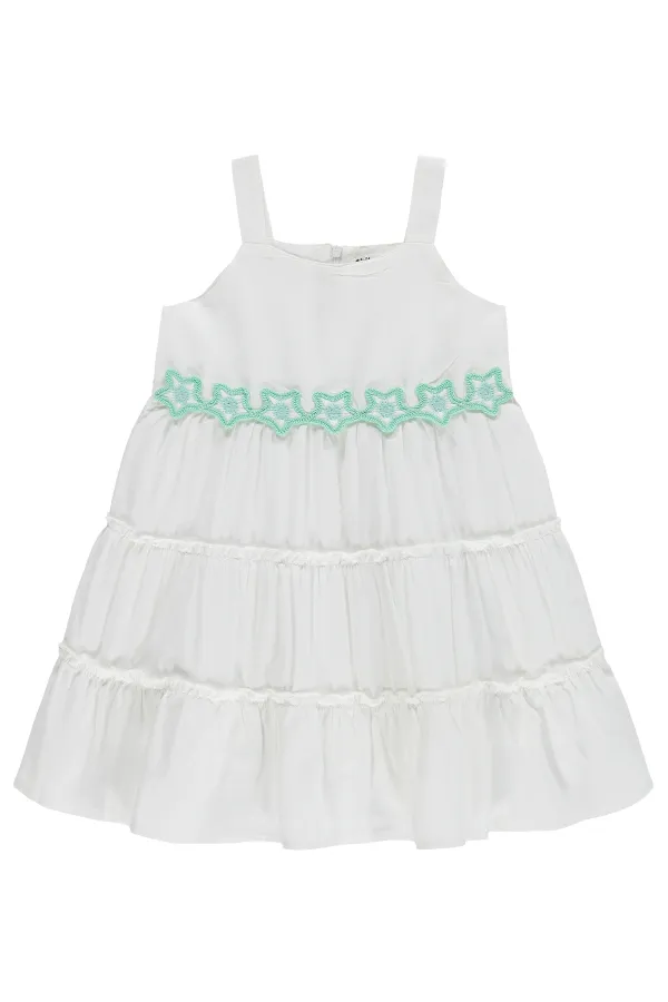 Kız Çocuk Jile ve Elbise 2-5 Yaş Kırık Beyaz - Paket