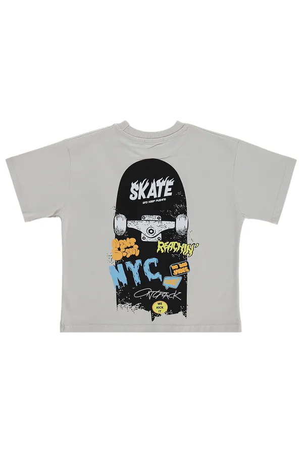 T-shirt garçon, 10-13 ans, couleur pierre foncée - Emballage