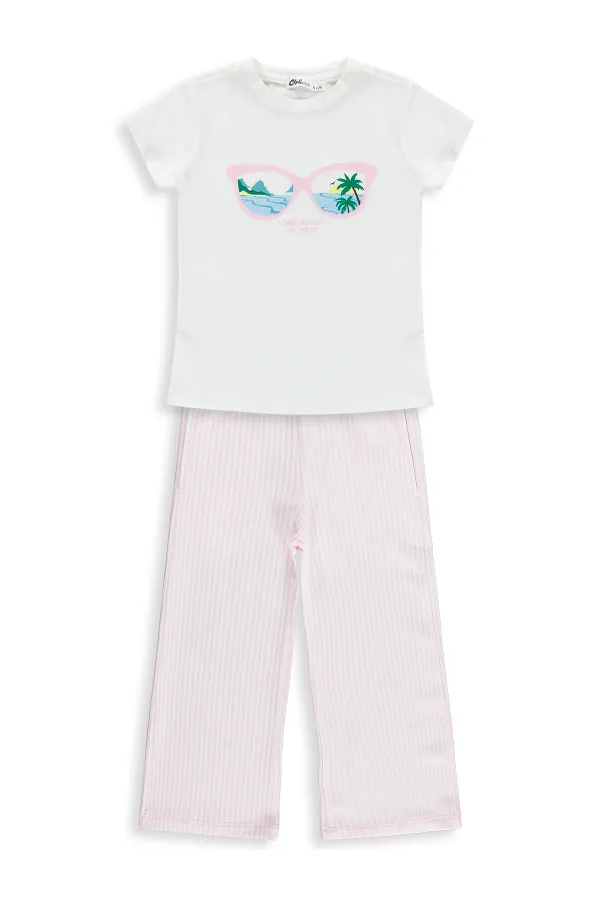 Kız Çocuk Takım 6-9 Yaş Kırık Beyaz-Pembe - Paket