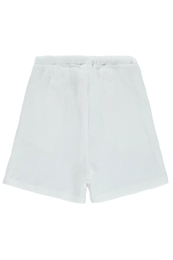 Kız Çocuk Şort 6-9 Yaş Kırık Beyaz - Paket