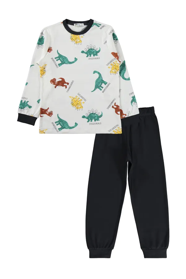 Erkek Çocuk Pijama Takımı 6-9 Yaş Füme - Paket