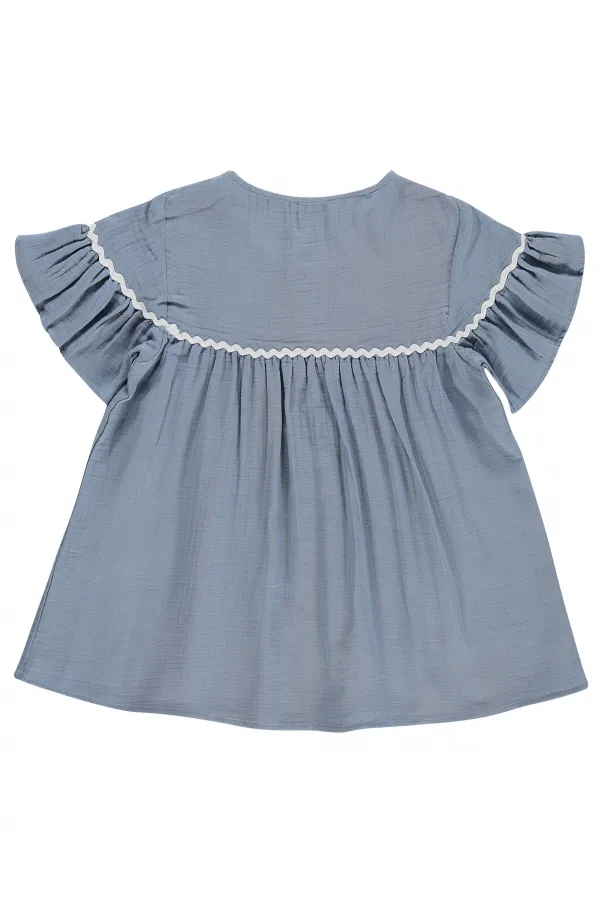 T-shirt pour fille, 10-13 ans, bleu - Lot