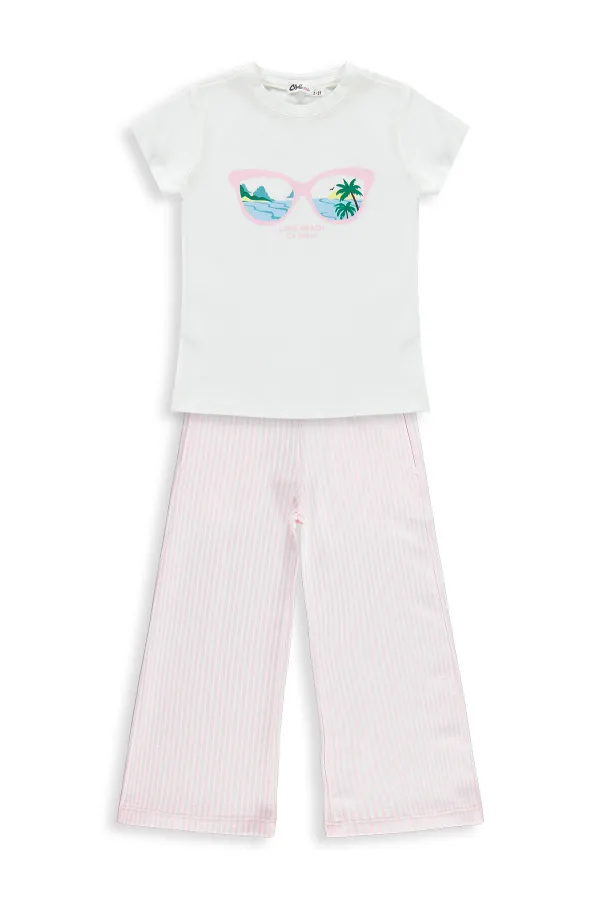 Kız Çocuk Takım 2-5 Yaş Kırık Beyaz-Pembe - Paket