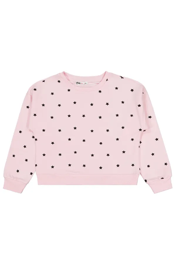 Sweat-shirt pour fille de 6 à 9 ans, couleur poudre - Emballage